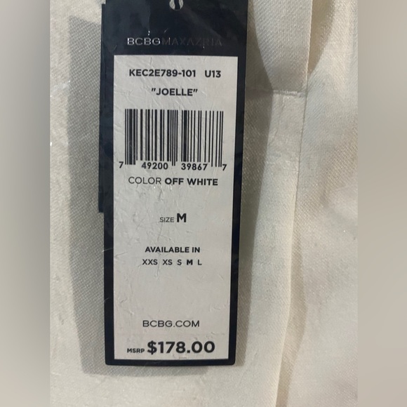BCBGMAXAZRIA CLASSIC OFF WHITE LINEN PANTS SIZE MEDIUM ((TALL) - Picture 7 of 9